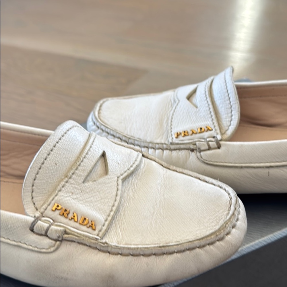 Prada leather Loafers women size 37.5 white